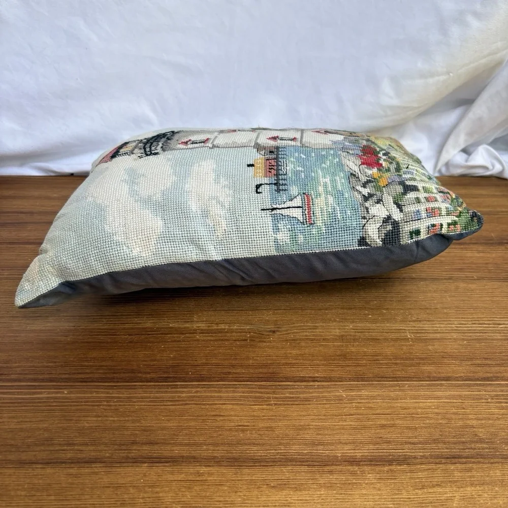 Lighthouse Needlepoint Throw Pillow Coastal Nautical Tapestry Decorative Cushion
